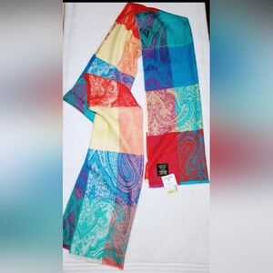 Vtg 90's Cashmink ombre rainbow paisley shawl/scarf Steinmart boutique NOS/NWT
